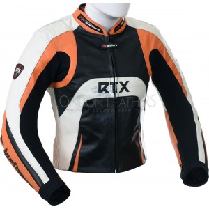 Raptor Orange Motorcycle Leather Biker Jacket
